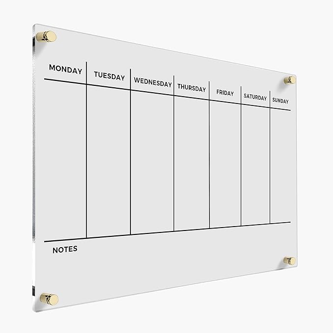 WEEKLY PLANNER Acrylic Wall Personalized Calendar 2026 Personalized Dry Erase by CustomSignExpress
