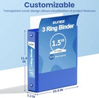 SUNEE 3 Ring Binder 1.5 Inch 1 Pack, Cobalt Blue - Image 7