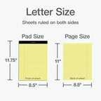 Oxford 8.5 x 11.75 Inch Legal Pads, 3 Pack, Wide Ruled on Both Sides, Canary - Image 2