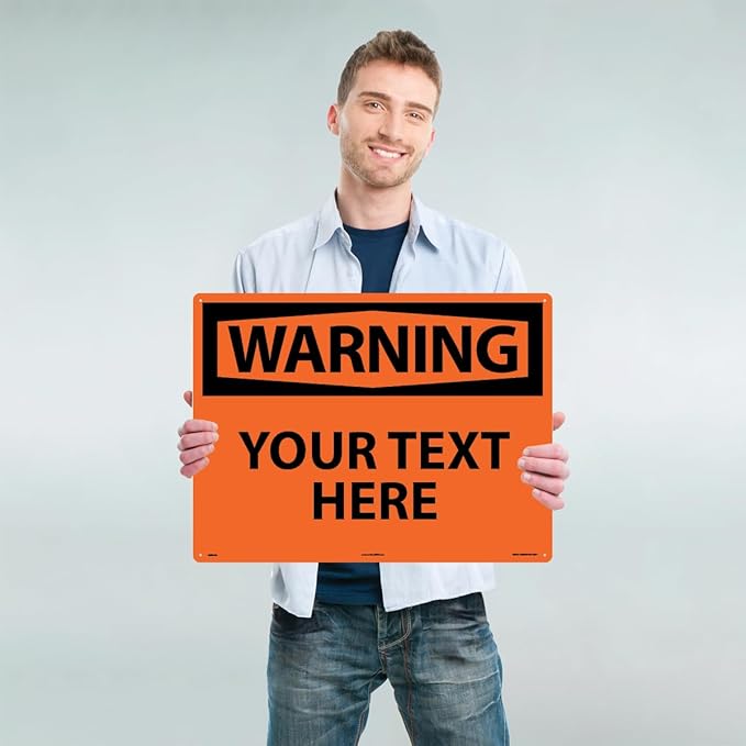Custom OSHA Style Warning Sign 18" x 24" Plastic Sign, Customizable "Your Text - Image 2