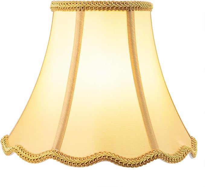 Saangseon Bell Lamp Shade, Scalloped Golden Fabric Lampshade Replacement - Image 5