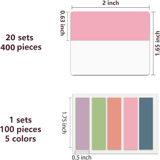 ELII 500 PCS Book Tabs 2 Inch Sticky Index Tabs, Colored Page Markers - Image 3