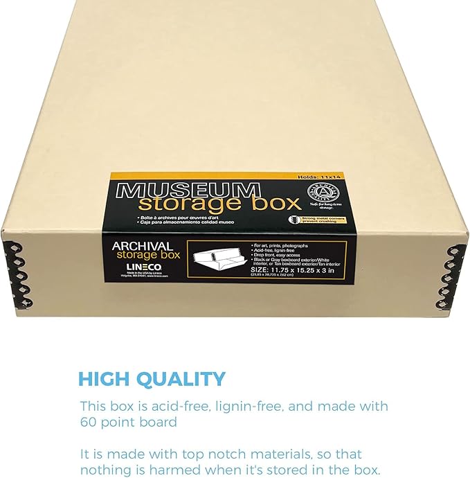 Lineco Museum Archival Storage Box, 11.75x15.25x3 in. Drop Front Design. - Image 5
