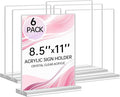 Yeahjiae 6 Pack T-Shaped Acrylic Sign Holder 8.5 x 11, Double Sided Clear Stand by Yeahjiae