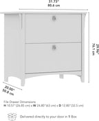 Bush Home Salinas 2 Drawer Lateral File Cabinet in Vintage Black, Home Office Storage Solution, Organizer with Drawers for Workspace, Filing Unit