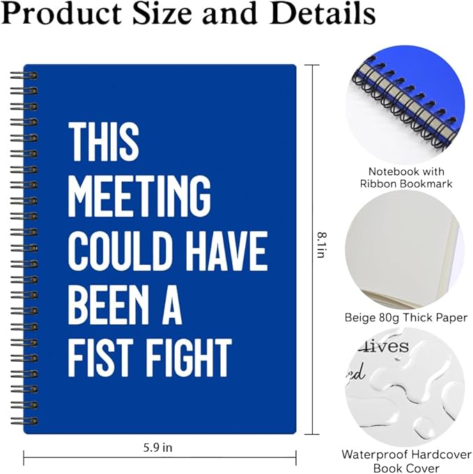 XQLZY This Meeting Could Have Been A Fist Fight Klein Blue Spiral Notebook - Image 2