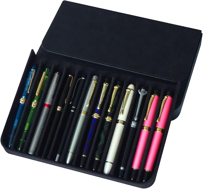 MIVLXLX PU Leather 12 Fountain Pen/Pencil Tray Case Organizer, Fashion Design - Image 9