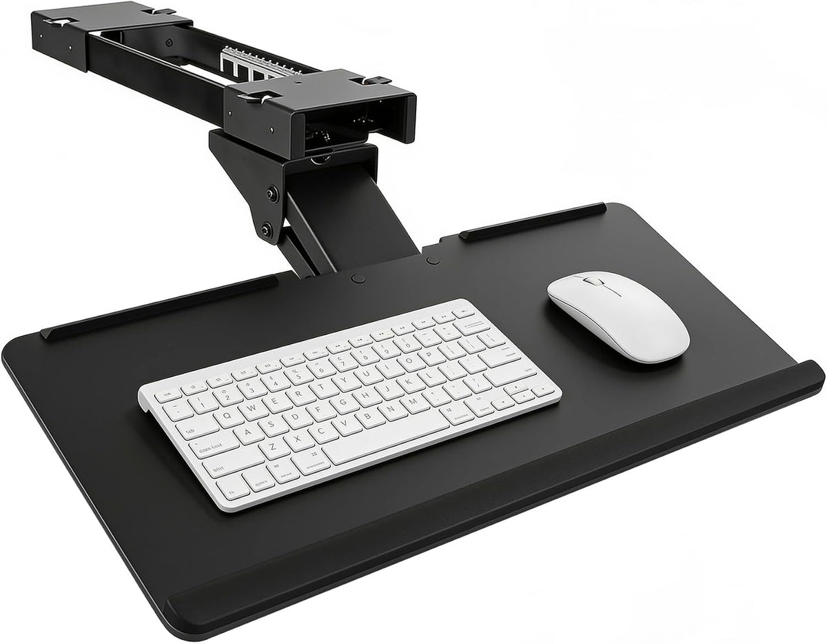 Mount-It! Under Desk Keyboard Tray with Wrist Rest, Tilt and Swivel, Black