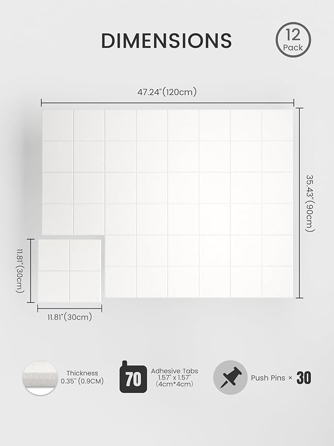 Bumusty Large Cork Board Alternative-47 x35 Felt Bulletin Board Tiles, - Image 2