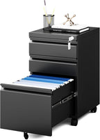 MIIIKO File Cabinet 3 Drawers on Wheels Under Desk, Un-Assembled Filing Cabinet by MIIIKOOfficeFurniture