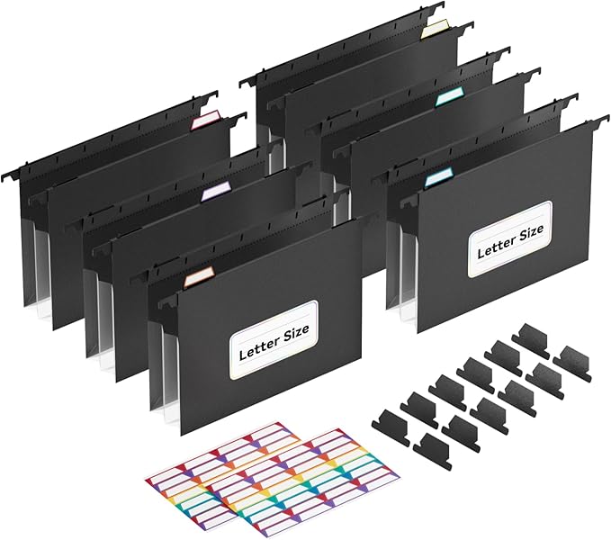 ThinkTex Extra Capacity Plastic Hanging File Folders, 6 Pack Reinforced by ThinkTex