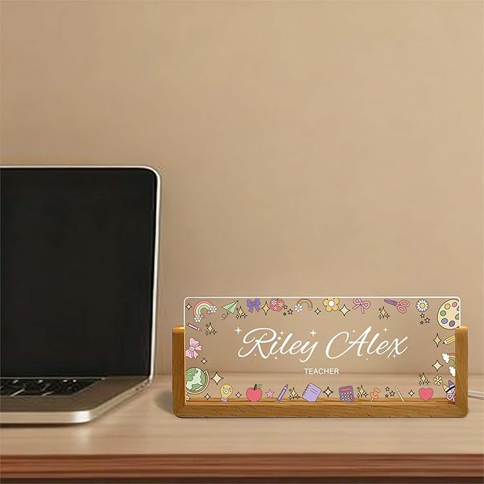 Custom Desk Name Plate Personalized, Light Up Office Acrylic Name Sign - Image 7