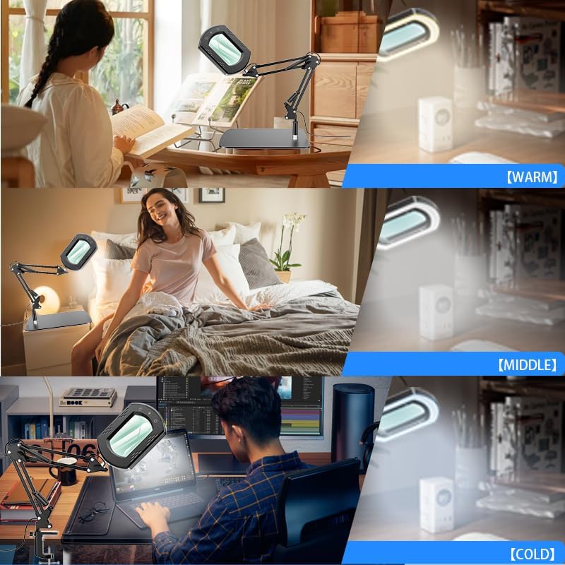 Magnifying Glass with Light and Stand, 15X Hands Free Lighted Magnifying Lamp...