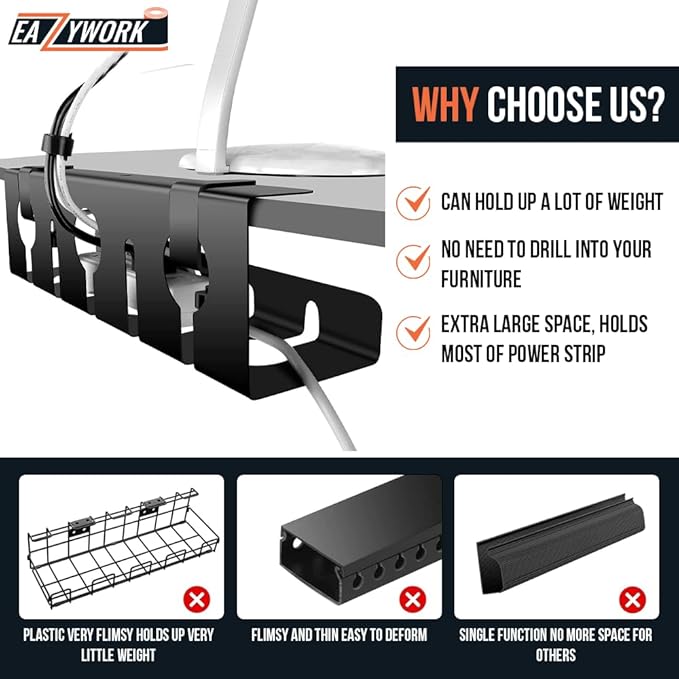 2Pcs 15.75 Inch Super Sturdy Gaming Cable Management Standing Desk wire - Image 3