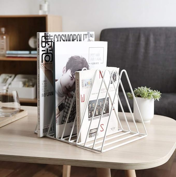 Sooyee 9 Slot White Magazine Holder, Desktop File Sorter Organizer Triangle - Image 2
