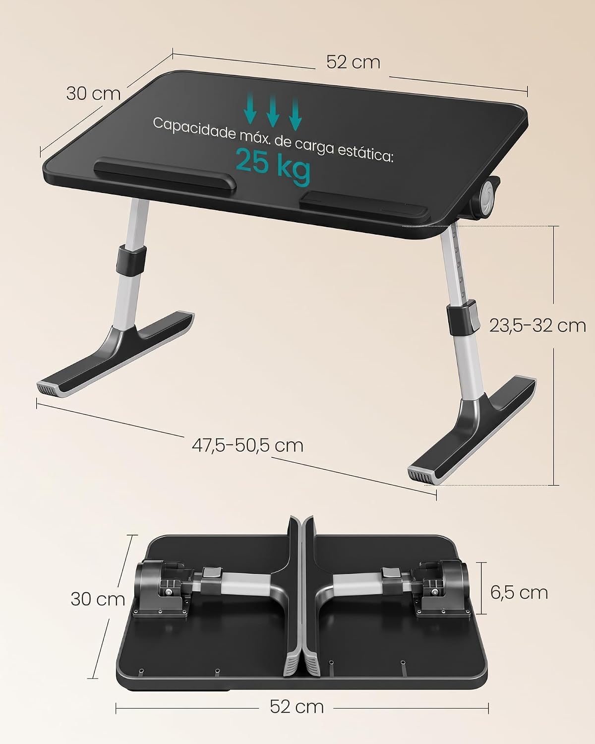 SONGMICS Laptop Bed Desk, Adjustable Lap Desk for Bed with 6 Heights