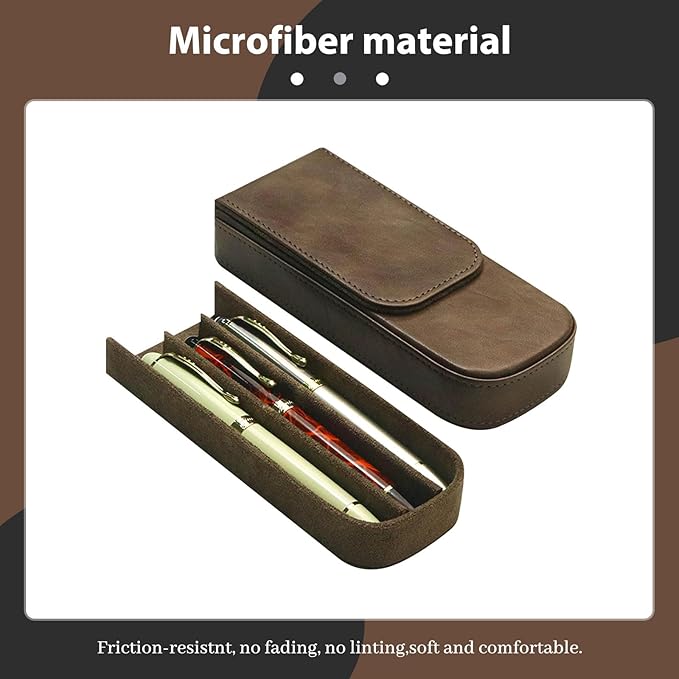 MIVLXLX Leather Triple Pen Case Pencil Pouch Holder - Image 3