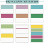 ELII 500 PCS Sticky Index Tabs 21 Sets, Colorful Book Tabs Sticky Tabs - Image 2