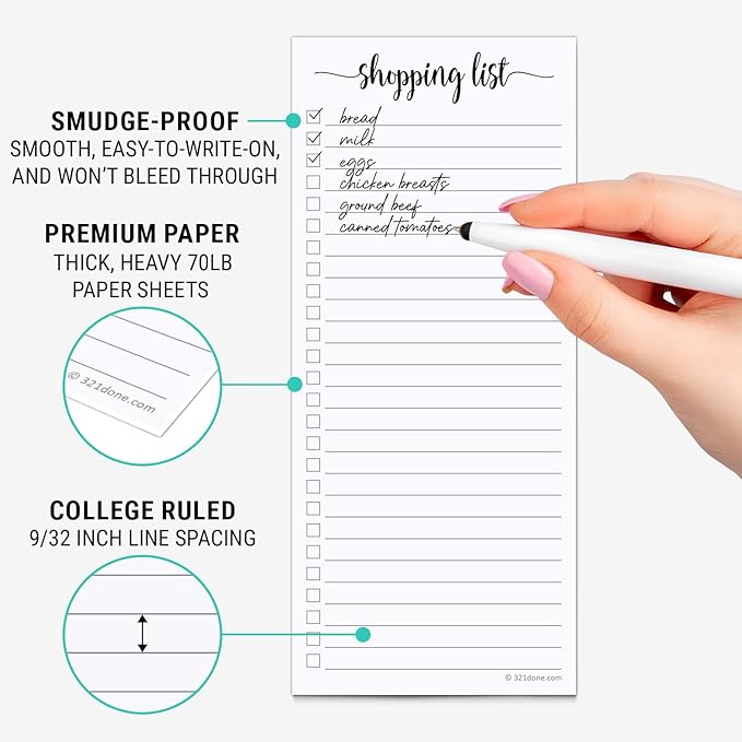 321Done 2-Pack Slim Shopping List Notepad, Made in USA - Image 3