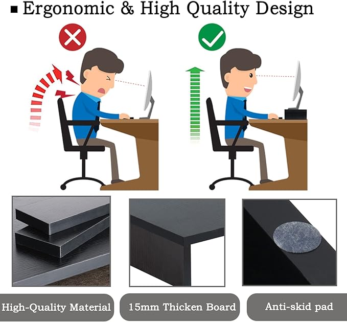 TEAMIX Wood Monitor Stand Riser-2 Pack, 2 Tier Adjustable Monitor Stand Dual - Image 4