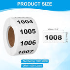 PATIKIL 0.8 x 1.6 Inch Inventory Number Sticker, 2 Roll 1002 to 2000 - Image 2