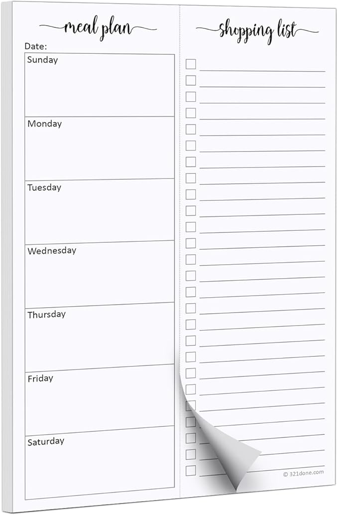 321Done Magnetic Meal Planning Pad, Meal Plan Grocery List Combo, Made in USA by 321Done