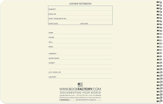 BookFactory Accounting Ledger Notebook/Large 13 Column Accounting Ledger - Image 2
