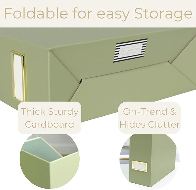 BLU MONACO | Set of 6 Foldable Magazine File Holders in Earth Green | - Image 6