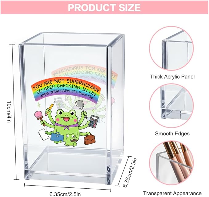 Vgrti You Are Not Superhuman Acrylic Cosmetic Pencil Pen Holder Cup, Boho Cute - Image 2