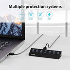 Achoro 7 Ports Powered USB HUB – 2nd Generation 10GB Super Speed External USB - Image 5