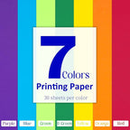 Colored Copy Paper 8.5X11 Inches, 140 Sheets 20 lb/80GSM 7 Colors Rainbow - Image 2