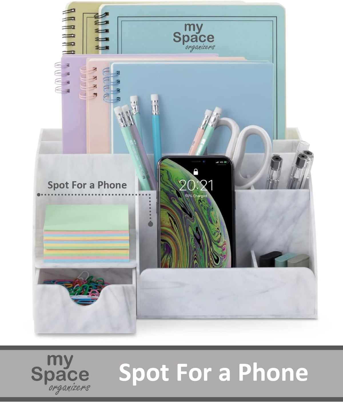 my space organizers marble desk organizer for office shown in use