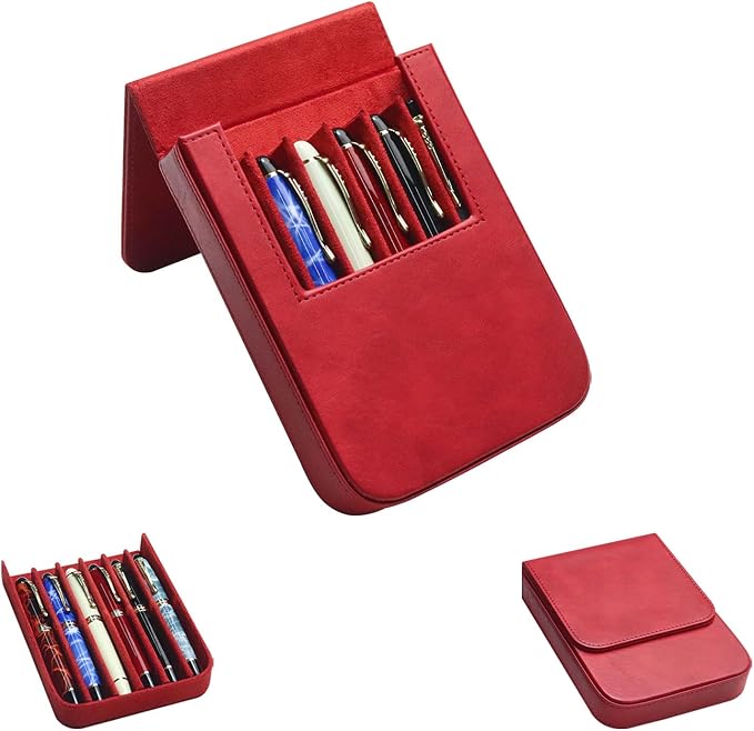 MIVLXLX Leather 6 Fountain Pen/Pencil Tray Case, Magnetic Closure by MIVLXLX