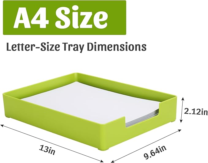 AZFUNN Letter-Size Tray Desk Letter Tray Paper Tray, Sturdy Heavy-Duty Plastic - Image 2