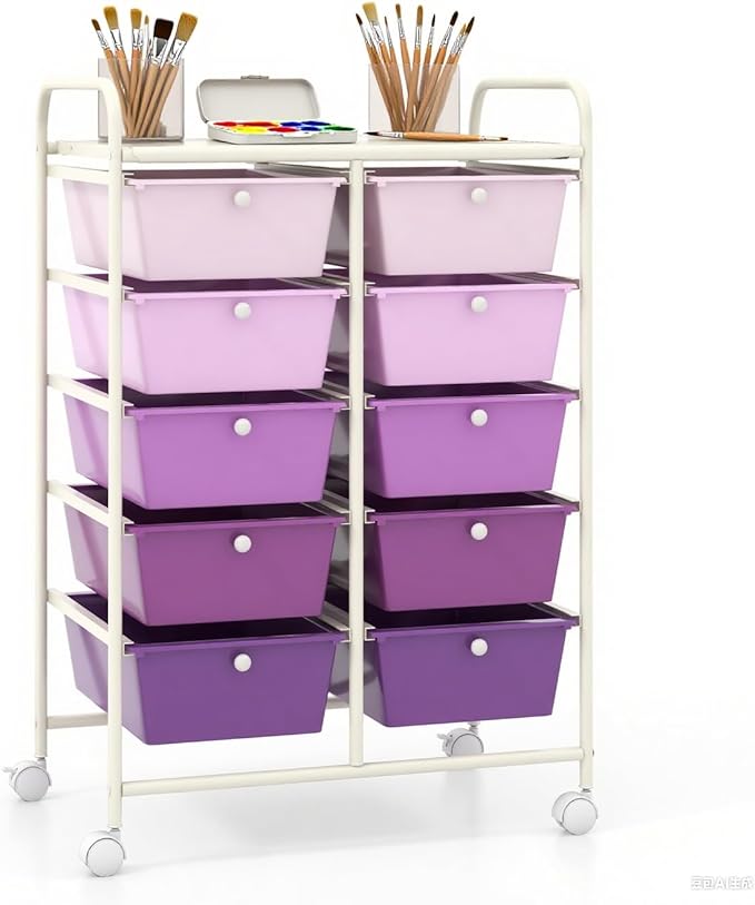 GLACER 10 Drawer Rolling Cart, Storage Cart by GLACERGrowupinhappiness