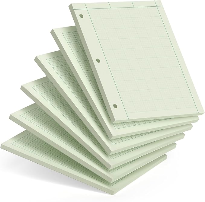 Engineering Computation Pad, 6 Pack Engineering Paper 8.5 x 11, 5x5 Quad Ruled by Aidunmis