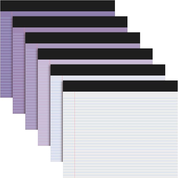 Lincia 6 Pcs 11" x 9.5" Legal Pads College Ruled Notepad Landscape Notebook by Lincia