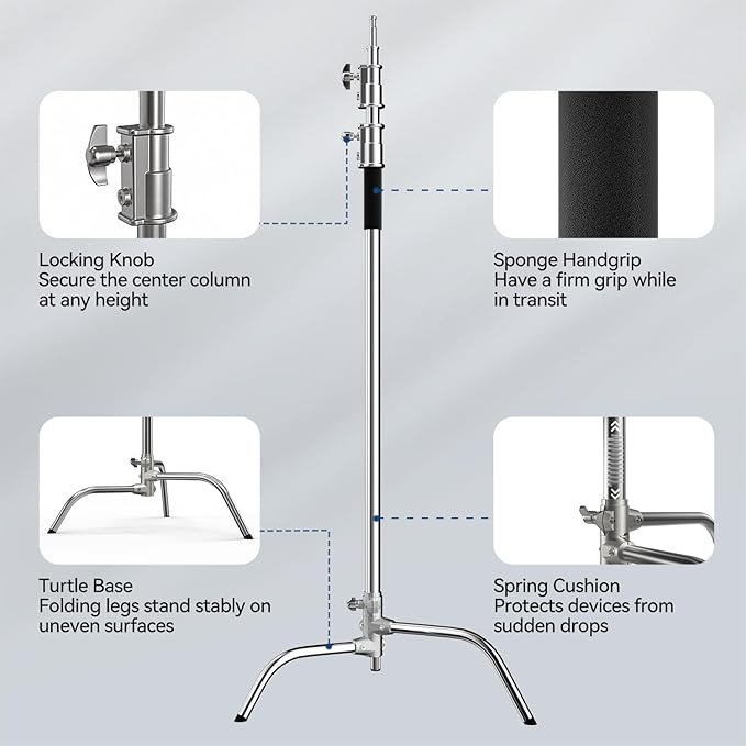 2 Pack Photography C Stand: 100% Stainless Steel - Image 5