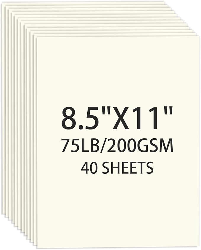Cream Cardstock 8.5 X 11, 40 Sheets Card Stock, 75lb/ 200gsm Copy Paper by Ciphyfee