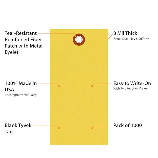 SmartSign 4.75 x 2.375 inch “Yellow” Blank Tyvek Shipping Tags - Image 4