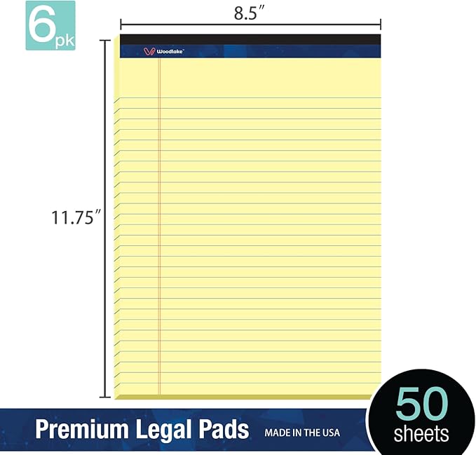 Woodlake Legal Pads 8.5 "x 11" – 6‑Pack, Wide Ruled, Premium Yellow Paper Pad - Image 3