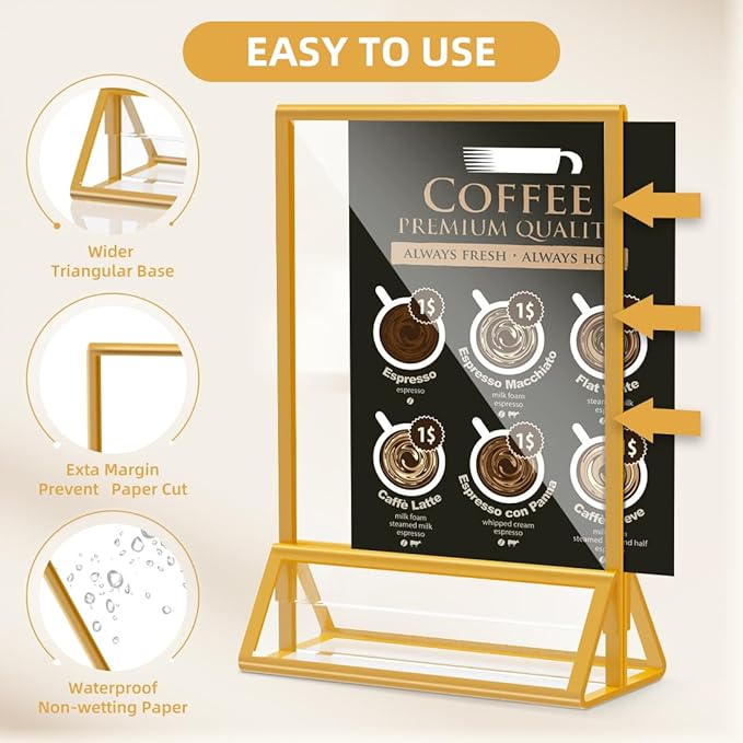 PPH-Sisy Acrylic Sign Holder 5x7 Gold Picture Frame Clear Acrylic Frames - Image 3
