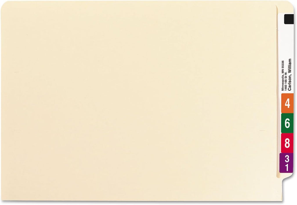 Smead End Tab Fastener File Folder, Shelf-Master Reinforced Straight-Cut, Legal Size, Manila, 50 per Box, 37115