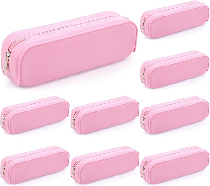 Feifeiya 8 Pcs Silicone Pencil Case Pen Zipper Pouch Bags Aesthetic Back to by Feifeiya