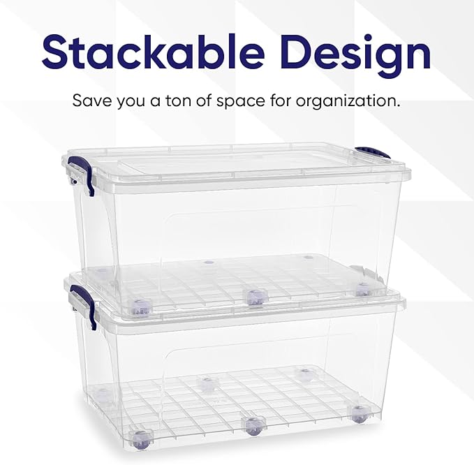 Superio Storage Bins with Lids, Stackable Totes, BPA Free, Odor Free, Organizer - Image 3
