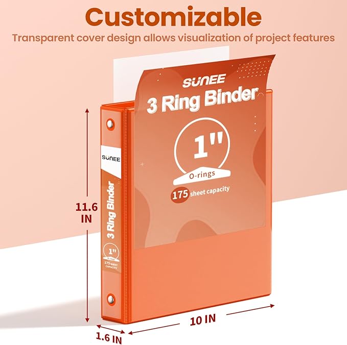 SUNEE 3 Ring Binder 1 Inch 1 Pack - Image 7