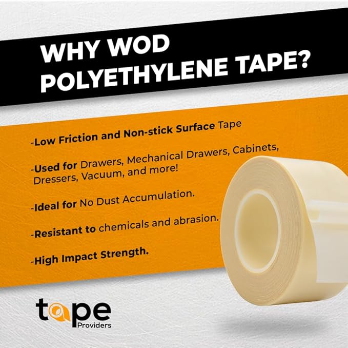 WOD SPT7A UHMW Polyethylene Transparent Film Slick Tape, 4 inch x 36 yd. - Image 2