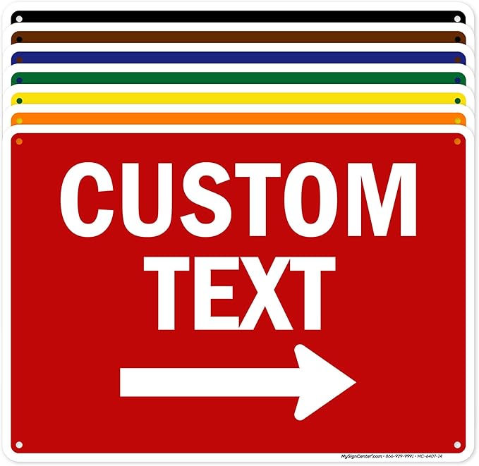 Custom Arrow, Custom Directional Sign, Right Arrow, 10x14 Inches, Rust Free by MySignCenter