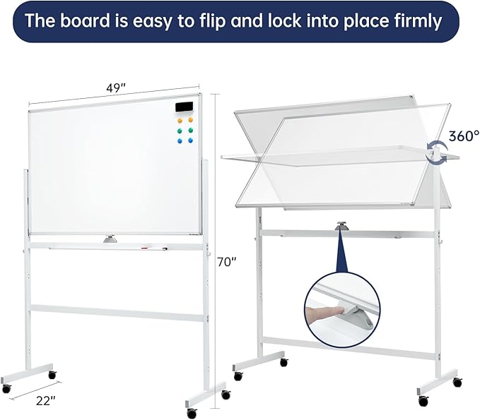 Large Dry-Erase Rolling Magnetic Whiteboard - Image 2