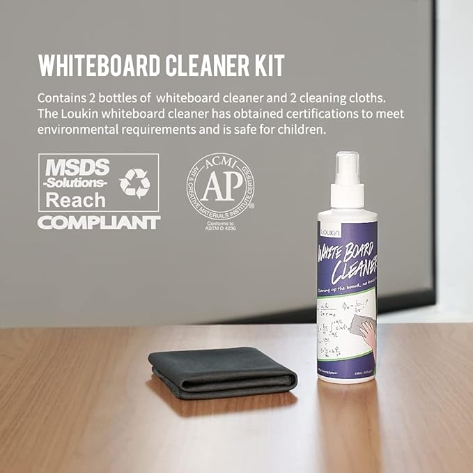 loukin Non-Toxic Whiteboard Cleaner, 8.5 fl oz Dry Erase Board Cleaner - Image 2
